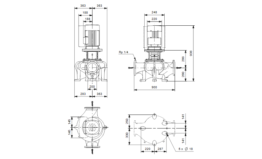 Grundfos TPE 200-50/4 A-F-A-BAQE 3x400 В, 1450 об/мин