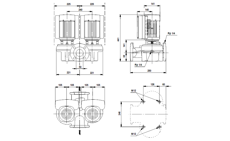 Grundfos TPED 50-180/2-S A-F-A-RUUE