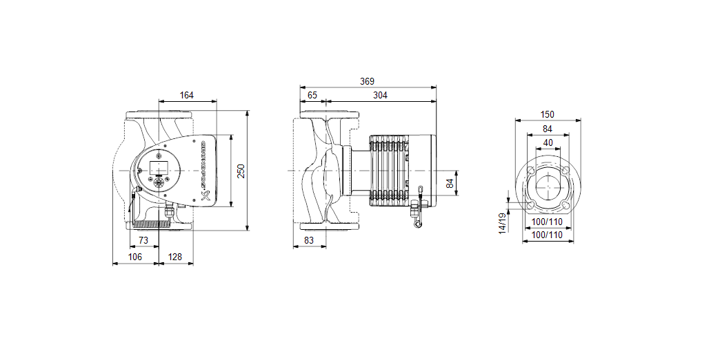 Grundfos MAGNA3 40-150 F N 250 1x230V PN6/10