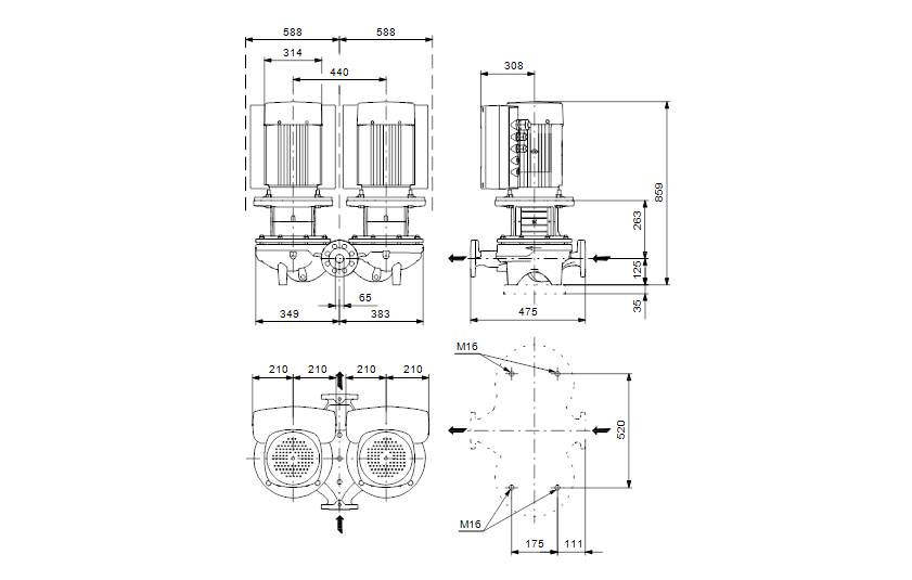 Grundfos TPED 65-550/2-S A-F-A-GQQE 3x400 В, 2900 об/мин
