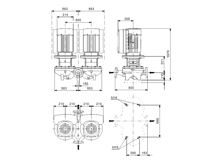 Grundfos TPED 150-220/4-S A-F-A-BAQE 3x400 В, 1450 об/мин