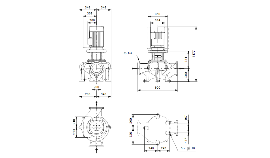 Grundfos TPE 200-160/4 A-F-A-GQQE 3x400 В, 1450 об/мин 