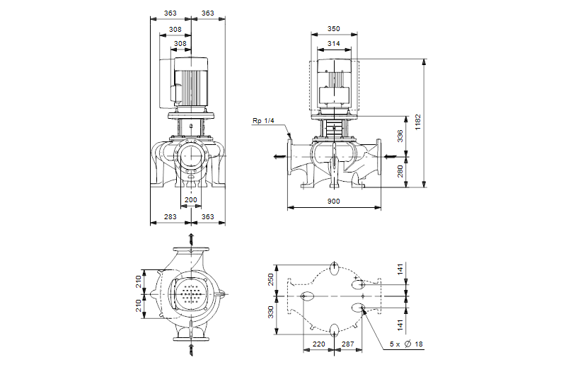 Grundfos TPE 200-150/4 A-F-A-BAQE 3x400 В, 1450 об/мин