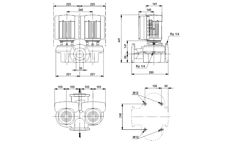 Grundfos TPED 50-180/2-S A-F-A-BUBE