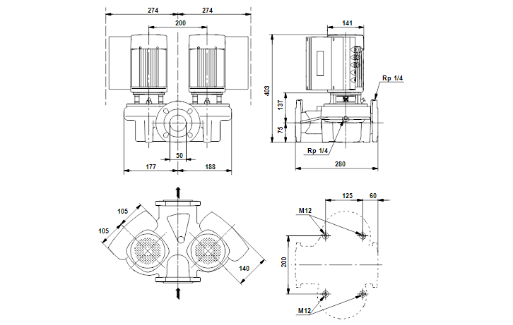 Grundfos TPED 50-60/2-S A-F-A-RUUE