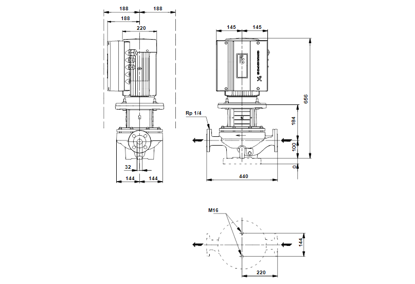 Grundfos TPE 32-460/2 A-O-A-BAQE 3x400 В, 2900 об/мин 