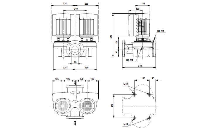 Grundfos TPED 65-30/4-S A-F-A-RUUE