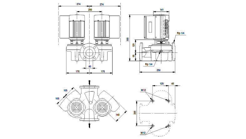 Grundfos TPED 40-120/2-S A-F-A-RUUE