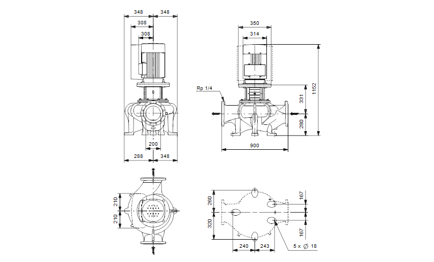 Grundfos TPE 200-190/4 A-F-A-BAQE 3x400 В, 1450 об/мин