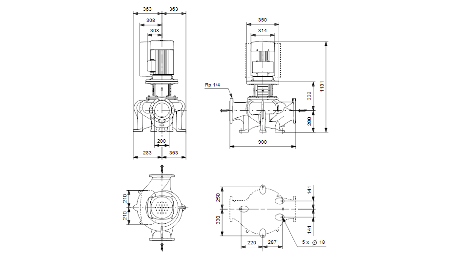 Grundfos TPE 200-130/4 A-F-A-GQQE 3x400 В, 1450 об/мин 