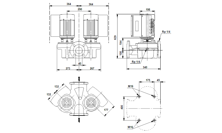 Grundfos TPED 40-300/2-S A-F-A-GQQE 3x400 В, 2900 об/мин