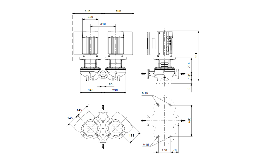 Grundfos TPED 80-210/2-S A-F-A-GQQE 3x400 В, 2900 об/мин