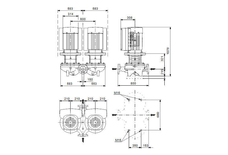 Grundfos TPED 150-220/4-S A-F-A-GQQE 3x400 В, 1450 об/мин