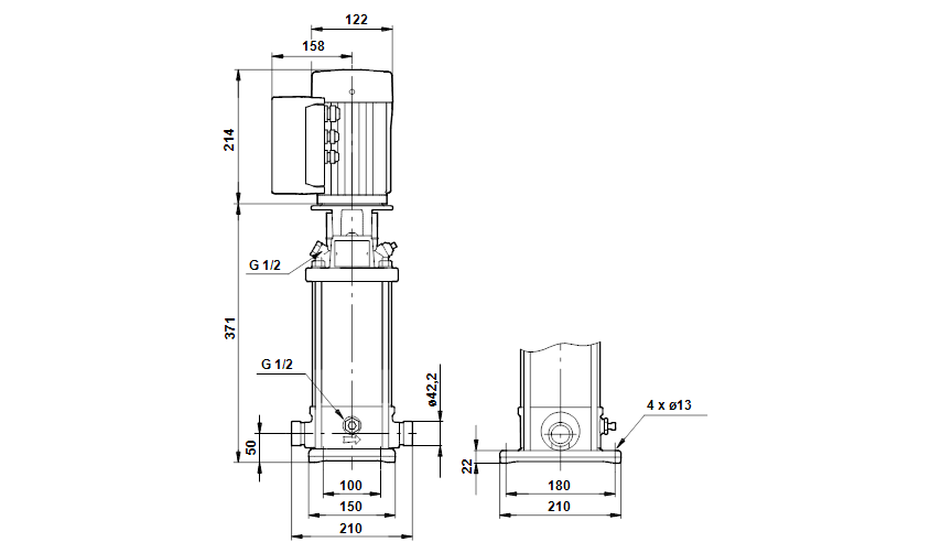 Grundfos CRNE 1-9 A-P-A-E-HQQE 1x200-240 60HZ