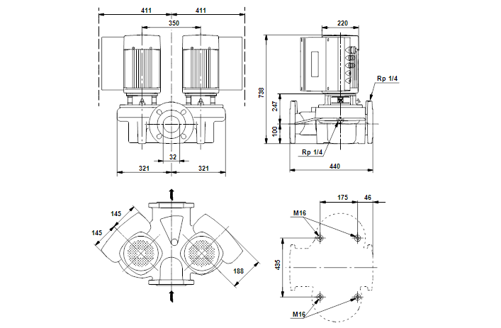 Grundfos TPED 32-580/2-S A-F-A-BAQE 3x400 В, 2900 об/мин 