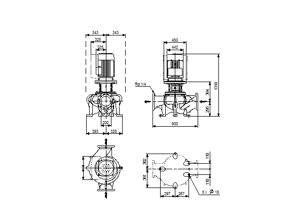 Grundfos TP 200-270/4 A-F-B-BAQE 3x400 В, 1450 об/мин Бронзовое рабочее колесо