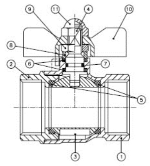 Шаровый кран Genebre 303506 DN-25 PN-25 , Корпус-латунь, ВР/ВР