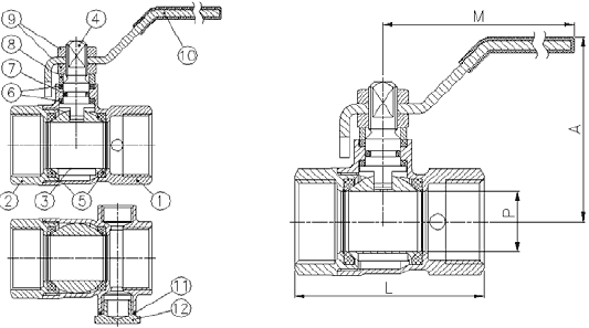 Шаровый кран Genebre 303204 DN-15 PN-25 , Корпус-латунь, ВР/ВР (под спускник)