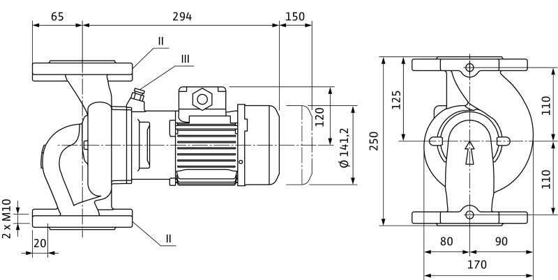 Насос WILO-VeroLine IPL80/130-0,75/4