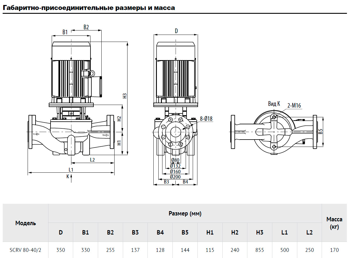 Насос Waterstry SCRV 80-40/2, 3х380/660V; 11 kw; раб. колесо - чугун