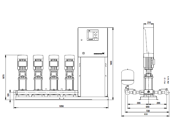 Grundfos Hydro MPC-S 4 CR5-16 U4 A-B-A-GHV