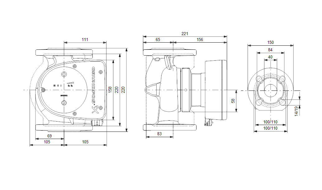 Grundfos MAGNA1 40-60 F 220 1x230V PN6/10