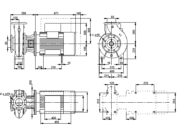 Grundfos NBE 65-315/314 A-F2-A-E-BAQE 1450 об/мин