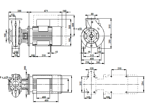 Grundfos NBE 80-315/305 A-F-A-BAQE 1450 об/мин